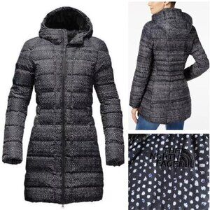 Women's The North Face Black Donegal Print Gotham Goose Down Coat Parka XS